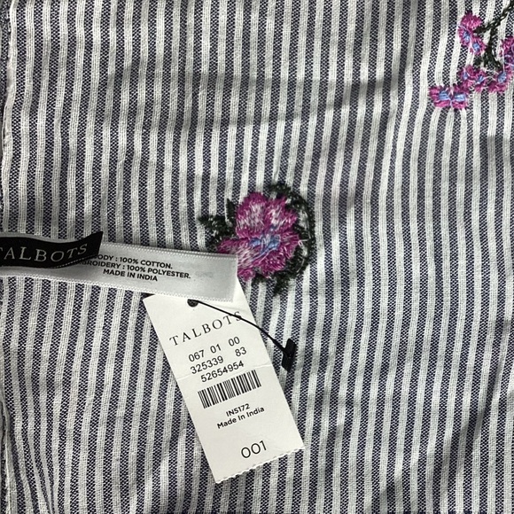 TALBOTS striped purple floral print light scarf NWT - Picture 2 of 6